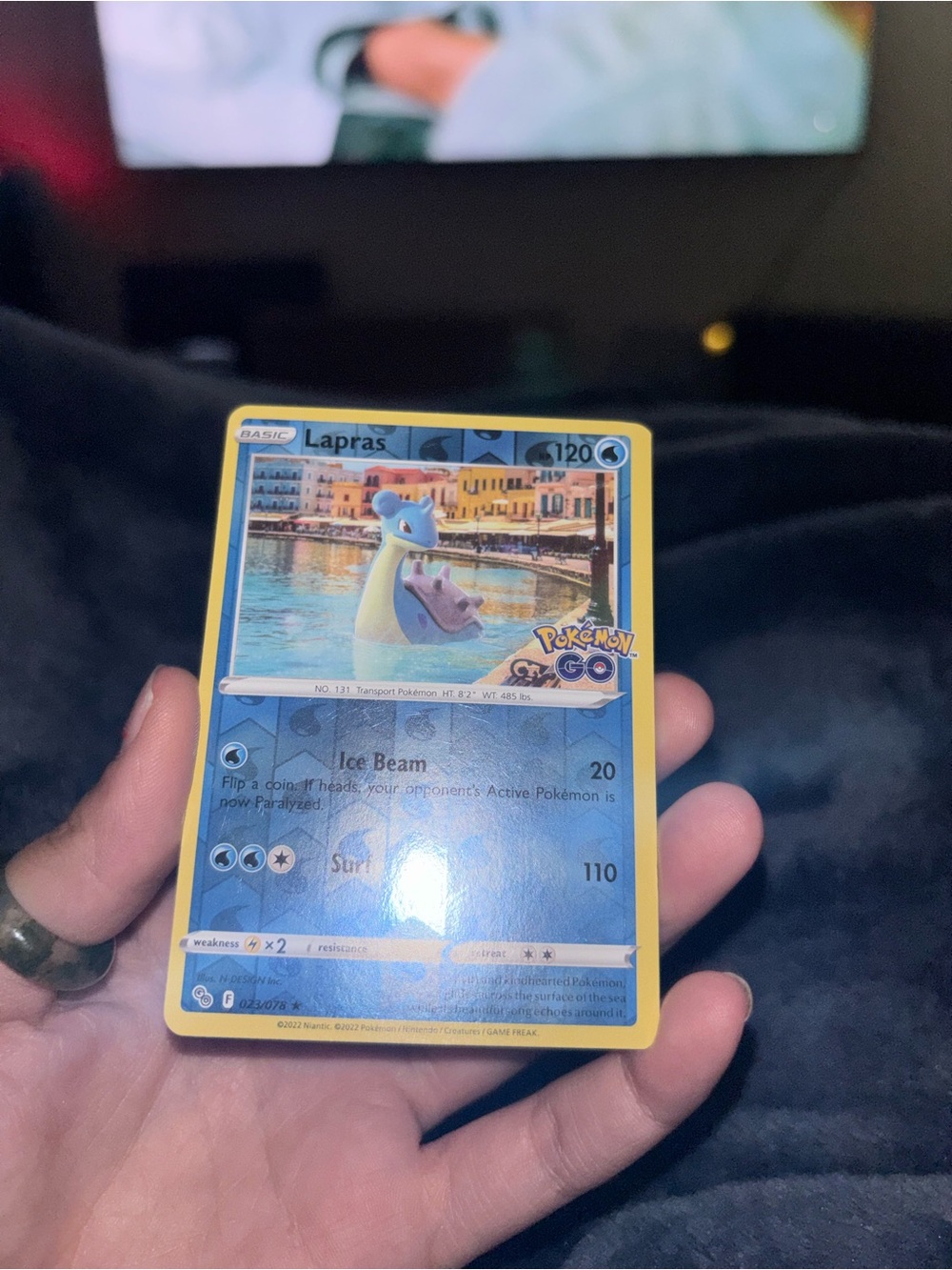 Pokemon Lapras Trading Card - Blue, Yellow Border